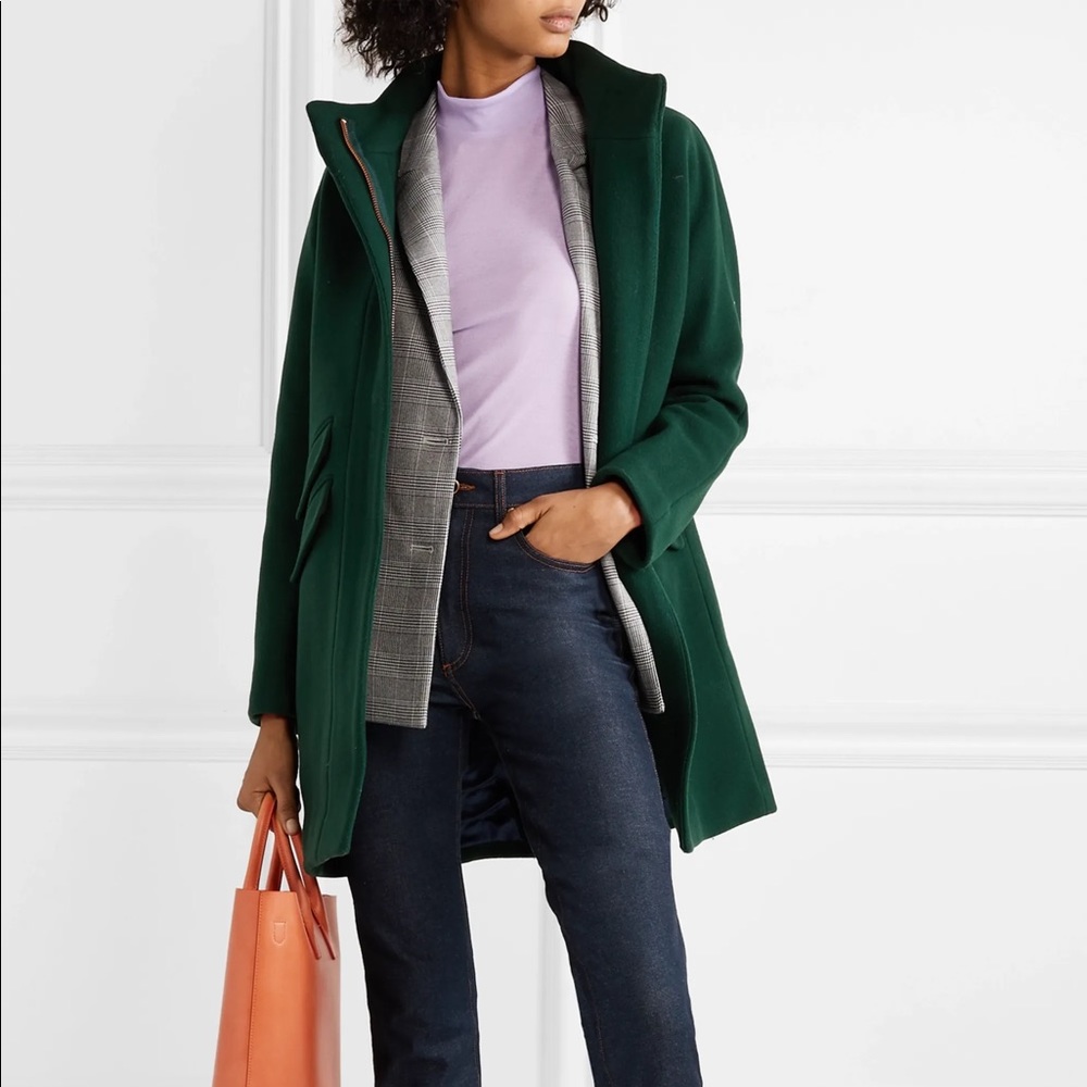 J Crew Forest Green Cocoon Coat 6